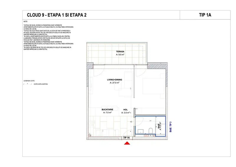 Apartament tip Studio Cloud 9 Evolution Direct Dezvoltator